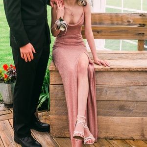 Nude Glittery Windsor Prom Dress